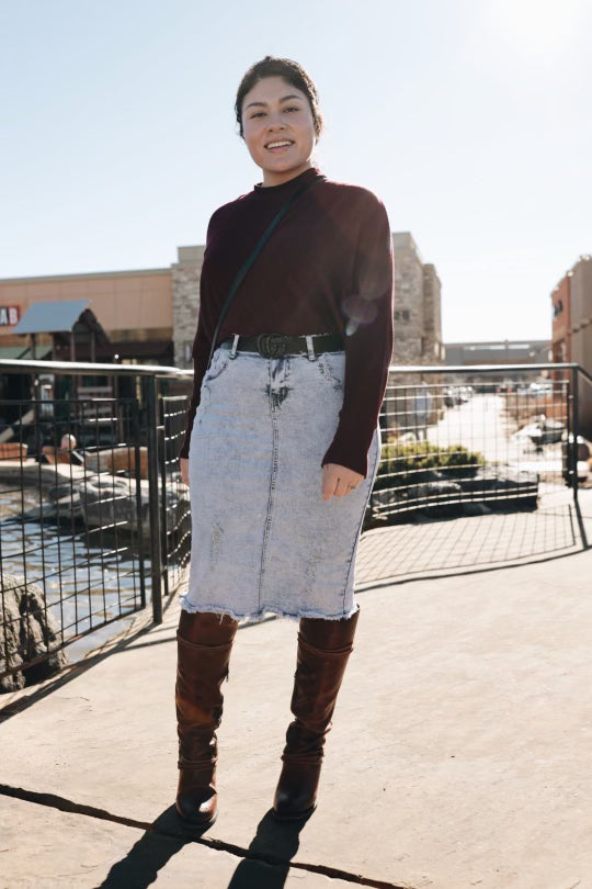 Sand Blush Denim Skirt