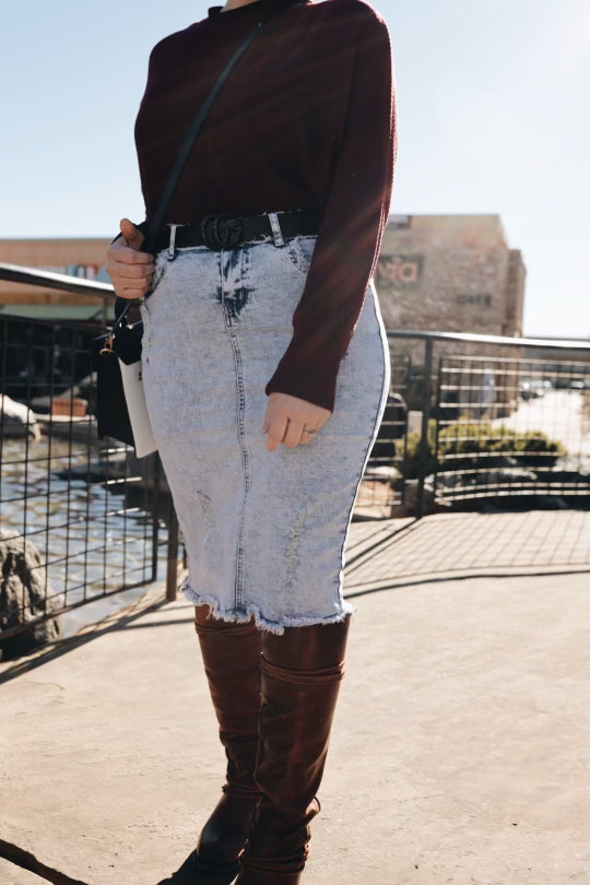 Sand Blush Denim Skirt