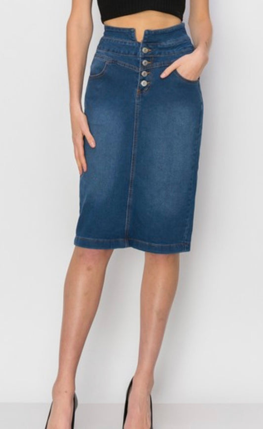 Midi Denim Skirt