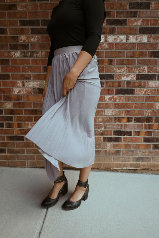 Gray Pleated Skirt