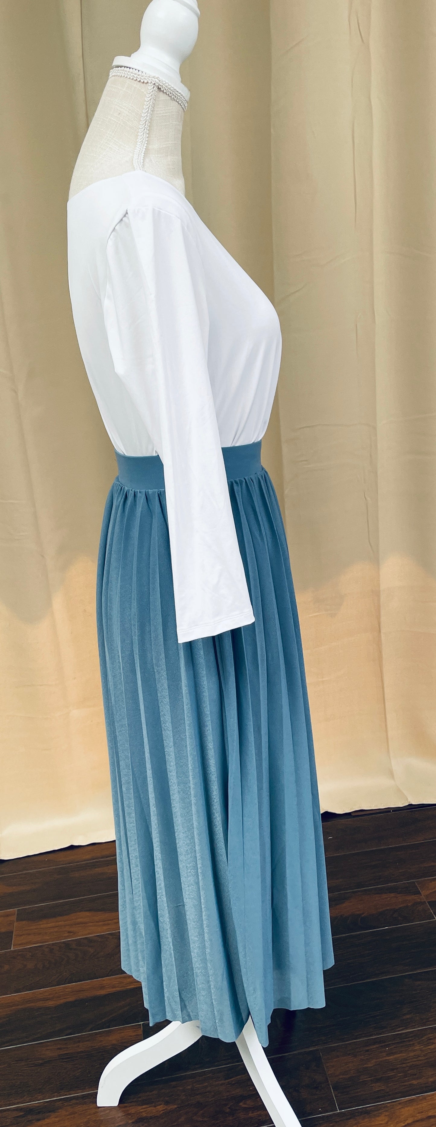 Blue Pleated Skirt