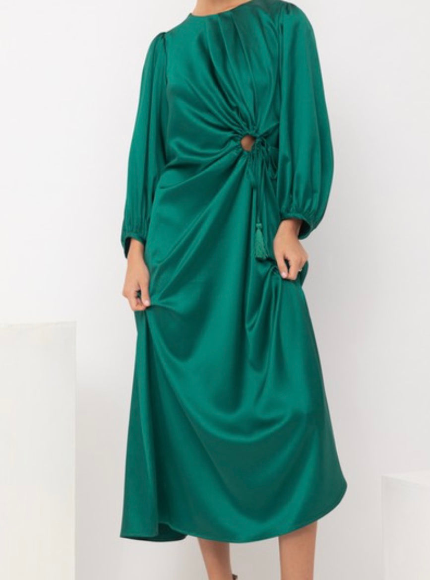 Emerald Satin Dress