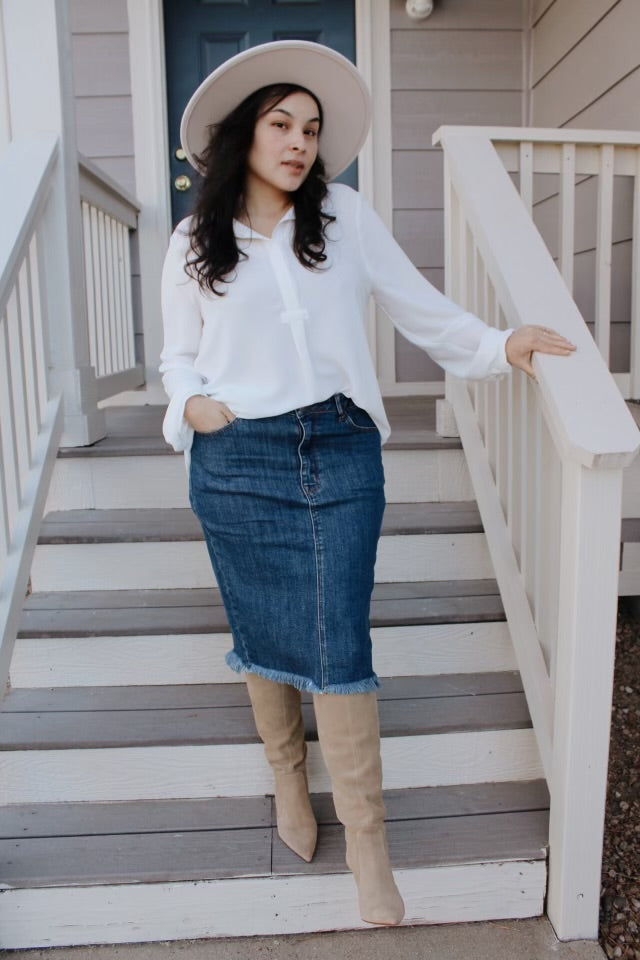 Midi Denim Skirt