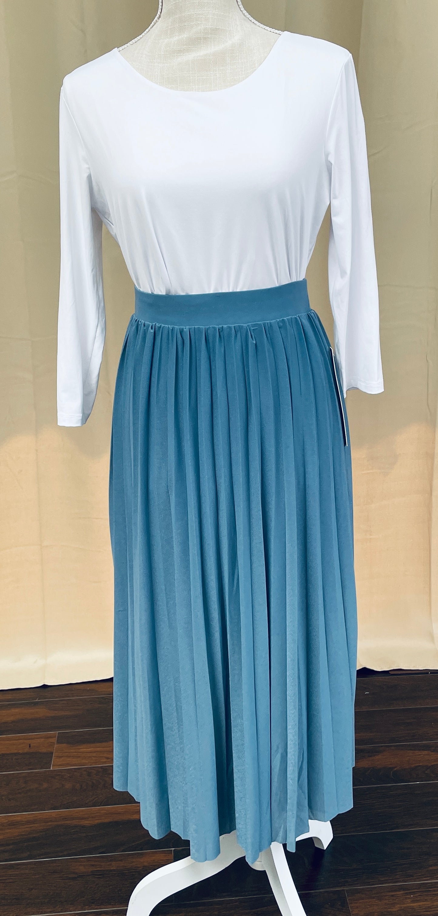 Blue Pleated Skirt