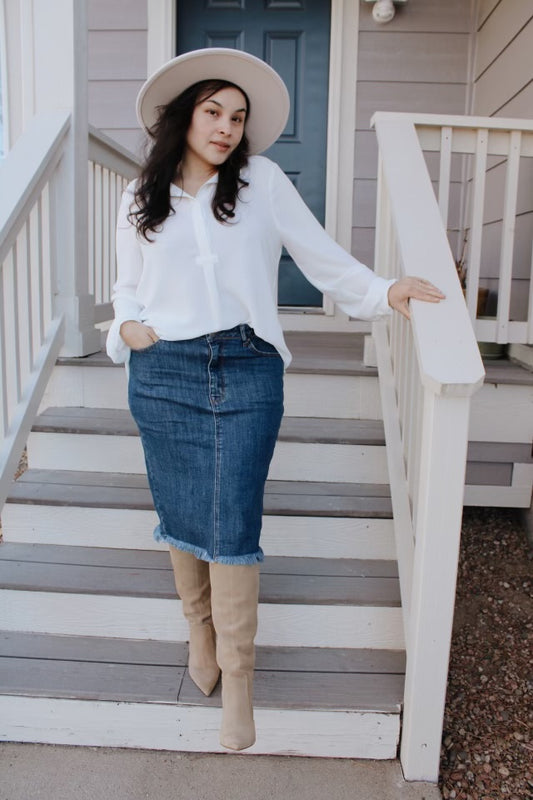 Midi Denim Skirt